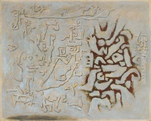 Relief Mit Gruner Figur (uberarbeitet) Oil Painting by Willi Baumeister