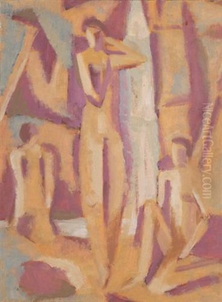 Am Wasserfall V (at The Waterfall V) Oil Painting by Willi Baumeister