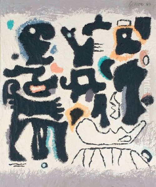 Trommelschlag Oil Painting by Willi Baumeister