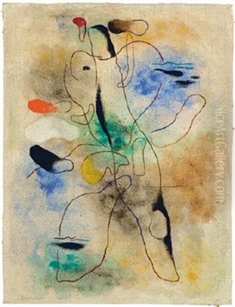 Linienfigur Oil Painting by Willi Baumeister