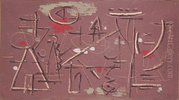 Gravour Auf Braun Oil Painting by Willi Baumeister