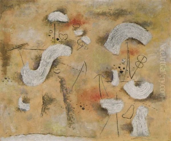 Sommerfest (weis Auf Gelb) Oil Painting by Willi Baumeister