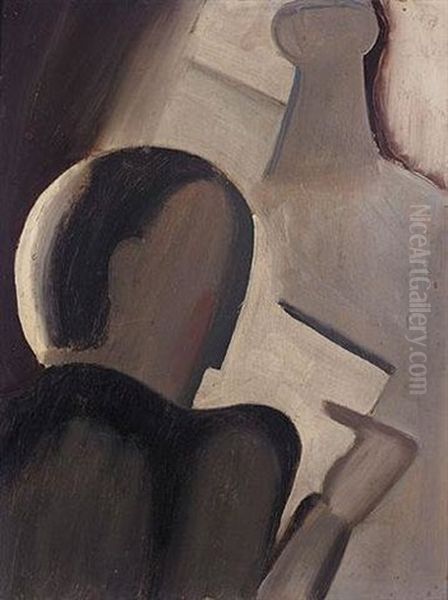 Figur Aus Dem Bild Lesende Oil Painting by Willi Baumeister