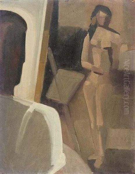 Maler Und Modell Oil Painting by Willi Baumeister