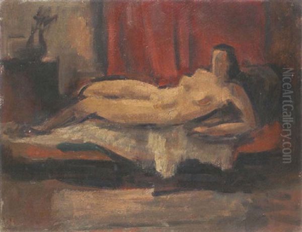 Liegender Weiblicher Akt Oil Painting by Willi Baumeister