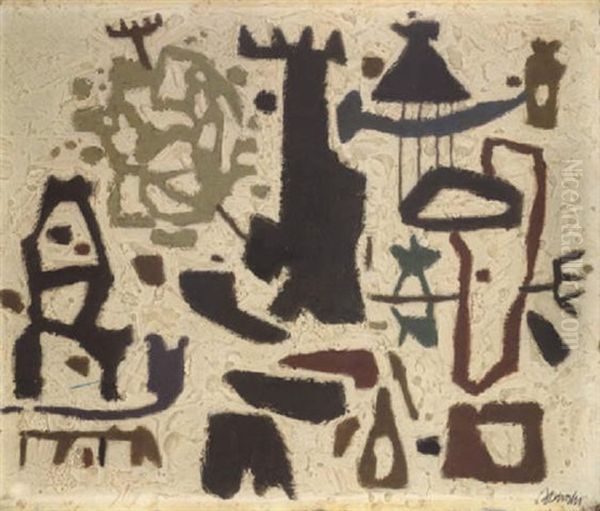 Ohne Titel (afrikanische Landschaft) Oil Painting by Willi Baumeister