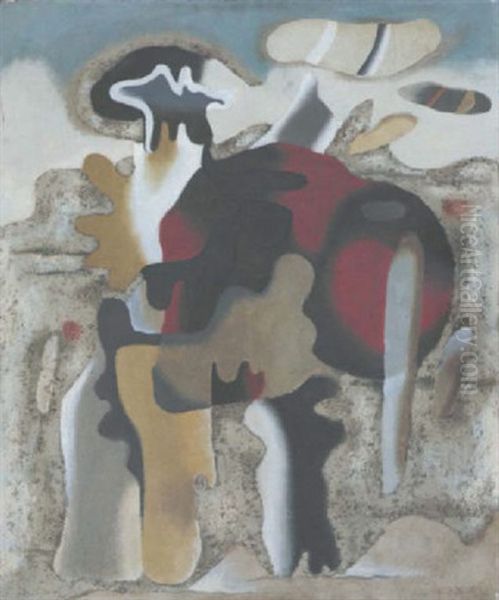 Tertiar-gestalt (waldmensch I) Oil Painting by Willi Baumeister