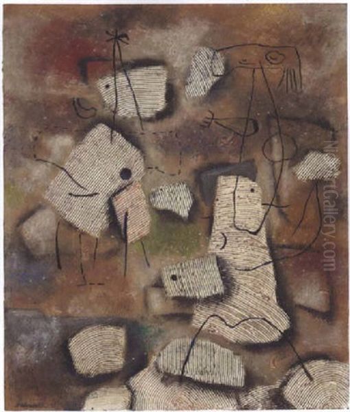 Sonnenfiguren Vi Oil Painting by Willi Baumeister