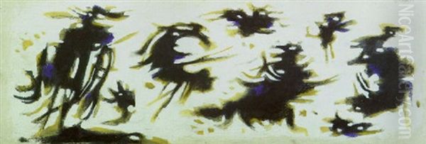 Nachtliche Phantome Oil Painting by Willi Baumeister