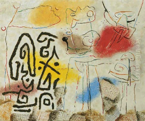 Bild Mit Farbigen Zonen Ii Oil Painting by Willi Baumeister