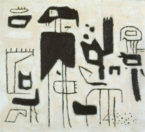 Afrikanische Spiele Oil Painting by Willi Baumeister