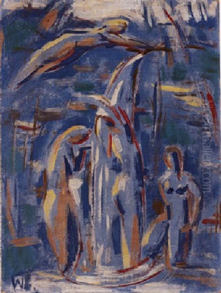 Am Wasserfall Iii Oil Painting by Willi Baumeister