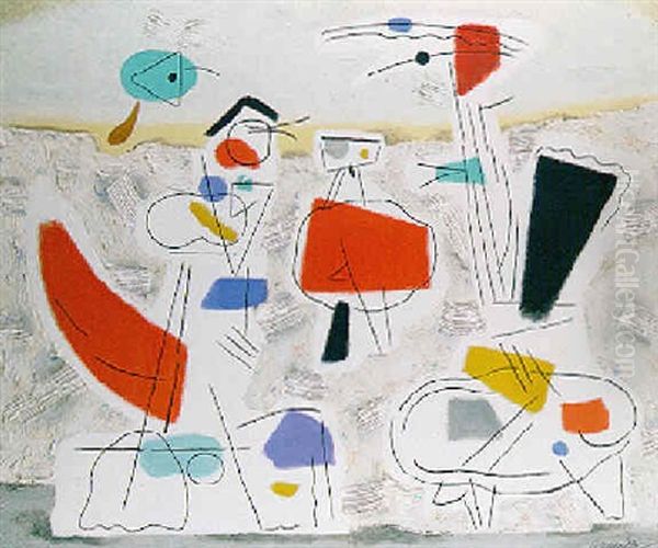 Heitere Landschaft Ii Oil Painting by Willi Baumeister