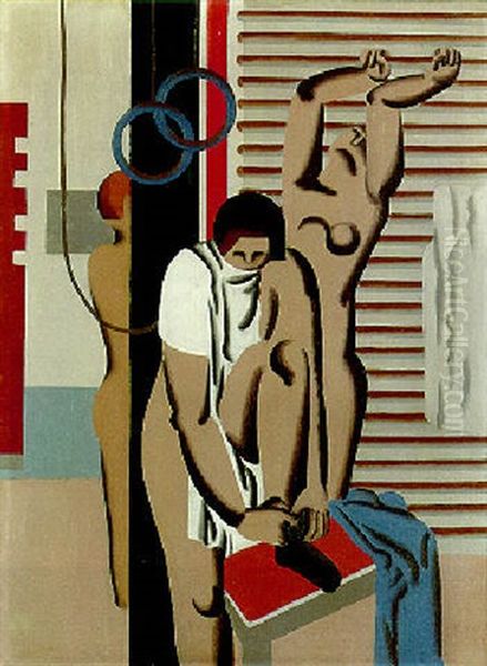 Akte Im Turnraum Oil Painting by Willi Baumeister