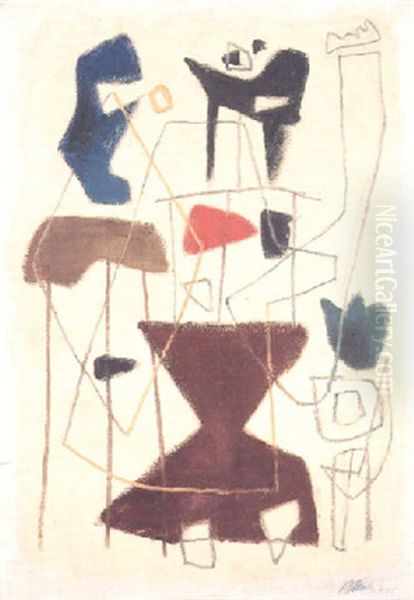 Mit Rot Oil Painting by Willi Baumeister