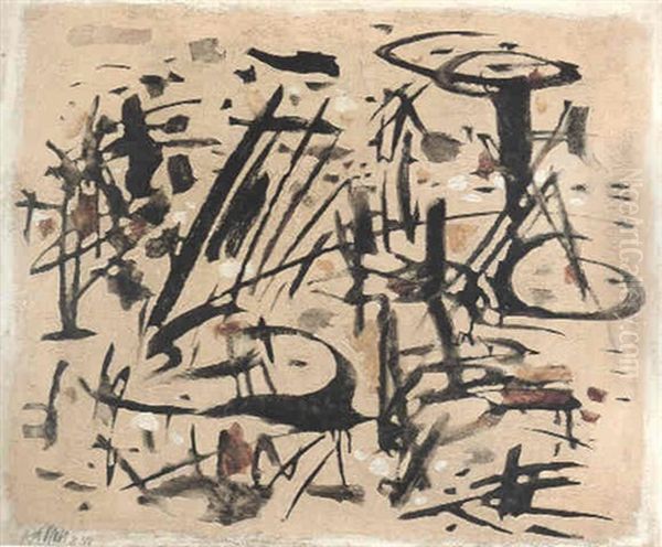 Expression I Oil Painting by Willi Baumeister