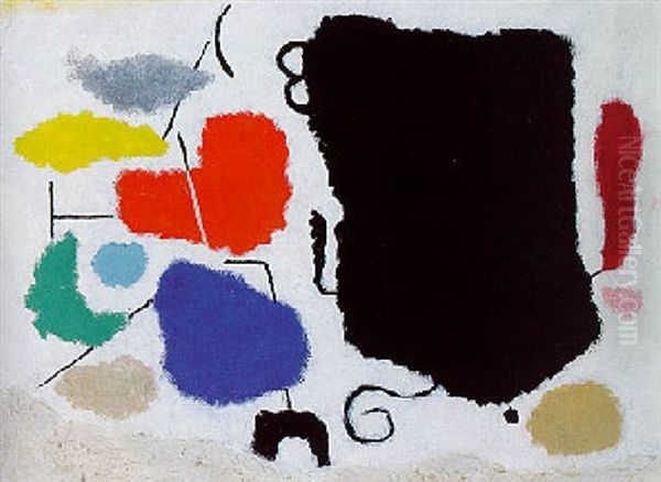 Schwarzer Fels Mit Farben, Metaphysisch Vi Oil Painting by Willi Baumeister