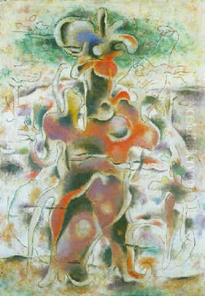 Urpflanzlich Ii (eidos) Oil Painting by Willi Baumeister