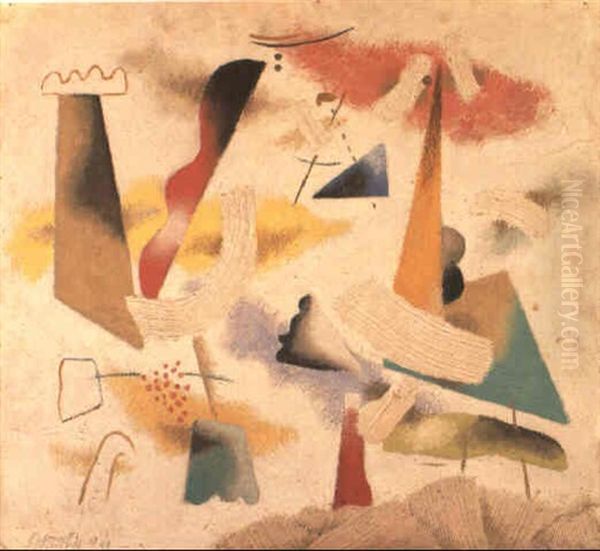 Metaphysische Landschaft Oil Painting by Willi Baumeister