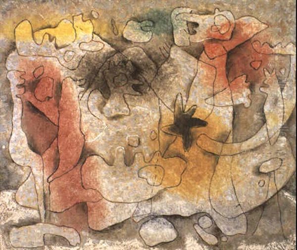 Gesprach V Oil Painting by Willi Baumeister