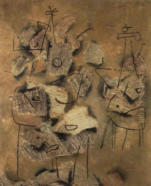 Sonnenfiguren Ii Oil Painting by Willi Baumeister