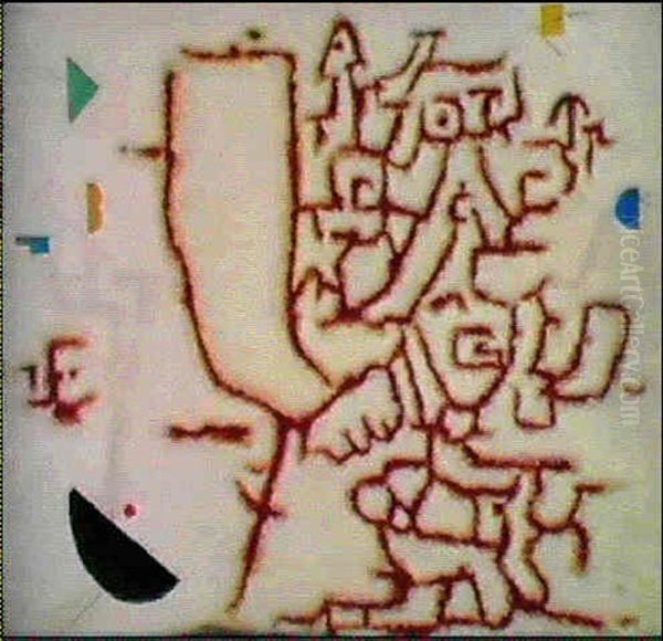 Zwei Weltalter (auf Weiss) Oil Painting by Willi Baumeister