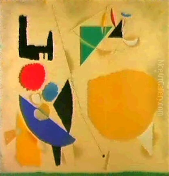 Kegelspiel Und Schaukel Ii Oil Painting by Willi Baumeister