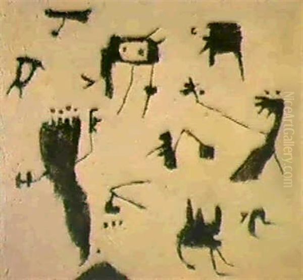 Chinesisch Iv Oil Painting by Willi Baumeister