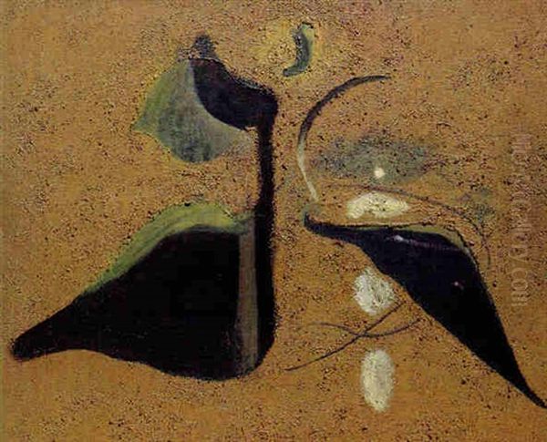 Laufer Mit Stehender Figur. 1934 Oil Painting by Willi Baumeister