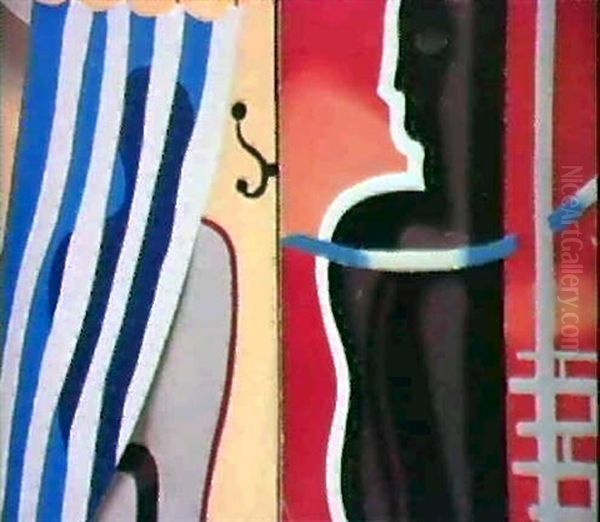 Badende Vor Roter Flache Oil Painting by Willi Baumeister