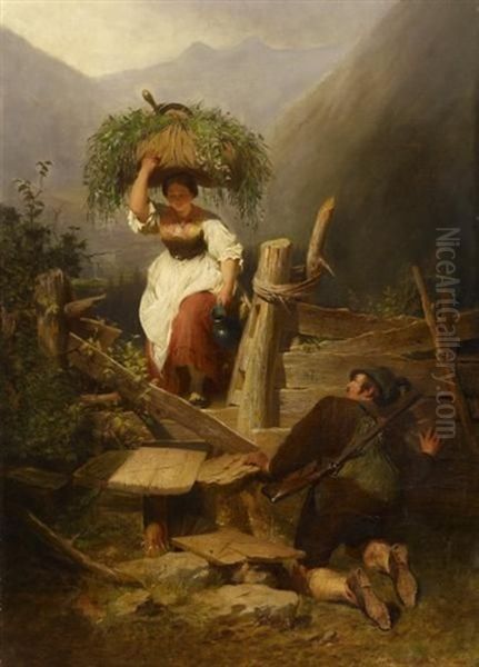 Auf Ungewohnlicher Pirsch Oil Painting by Peter Baumgartner