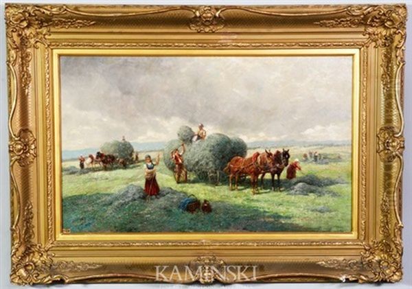 The Harvest Oil Painting by Adolf (Constantin) Baumgartner-Stoiloff