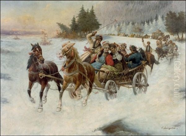 Iloinen Morsian Oil Painting by Adolf (Constantin) Baumgartner-Stoiloff