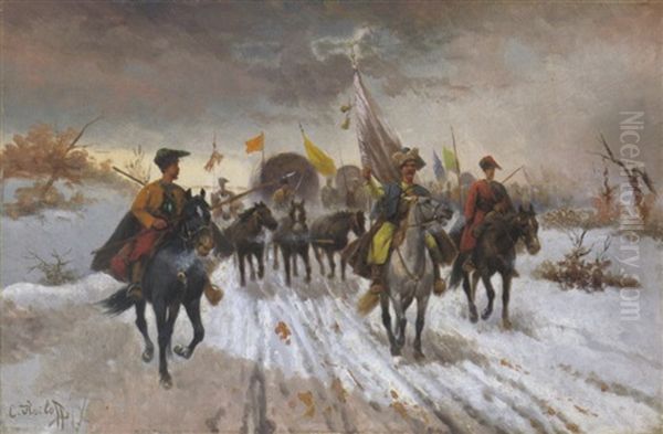 Die Reise Des Gouverneurs Oil Painting by Adolf (Constantin) Baumgartner-Stoiloff