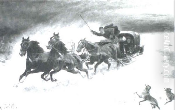 The Sleigh Ride Oil Painting by Adolf (Constantin) Baumgartner-Stoiloff