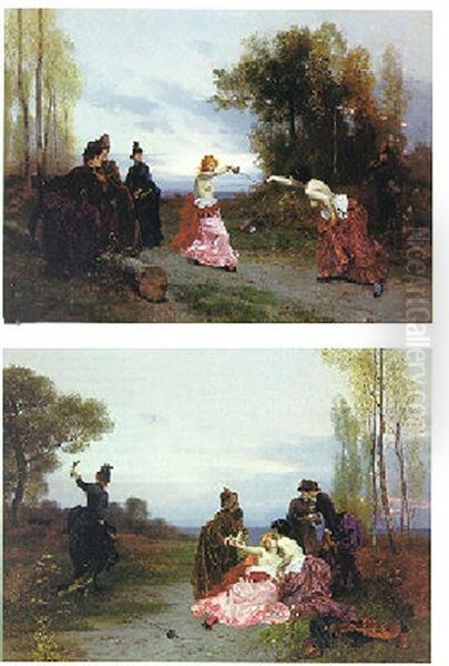 The Duel Oil Painting by Emile Antoine Bayard