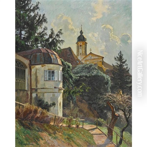 Neuburg An Der Donau Mit St. Peterskirche Oil Painting by Fritz Bayerlein