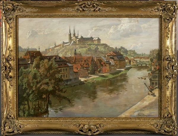 Blick Auf Den Michelsberg In Bamberg Oil Painting by Fritz Bayerlein