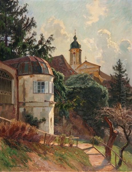 Motiv Aus Neuburg An Der Donau Mit St. Peterskirche Oil Painting by Fritz Bayerlein