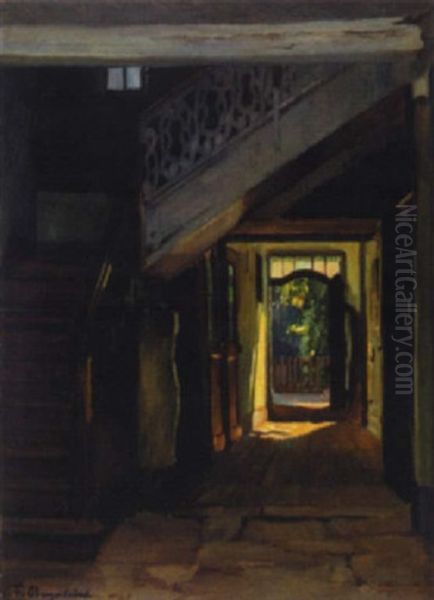Interieur Oil Painting by Fritz Bayerlein