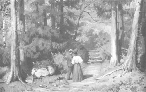 Liebespaar Auf Dem Weg Zur Altenburg In Bamberg Oil Painting by Fritz Bayerlein