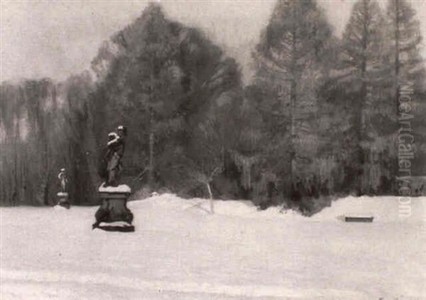 Winterstille Im Nymphenburger-park Oil Painting by Fritz Bayerlein