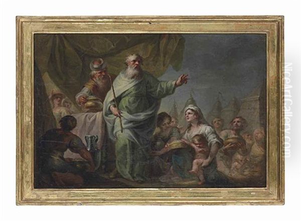 Moses And The Gathering Of The Manna By The Israelites Oil Painting by Francisco Bayeu Y Subias