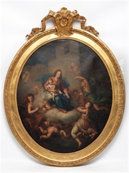 Virgen Con El Nino Y Angeles Oil Painting by Francisco Bayeu Y Subias