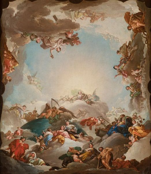 La Providencia Presidiendo Las Virtudes Y Las Facultades Del Hombre Oil Painting by Francisco Bayeu Y Subias