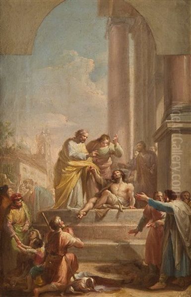 San Pedro Y El Tullido, Boceto Oil Painting by Francisco Bayeu Y Subias