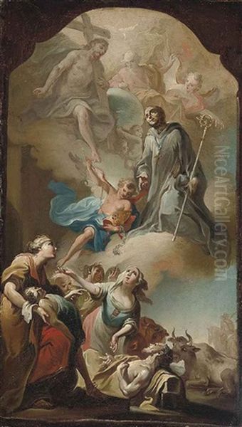 The Ascension Of Saint Leonard (bozzetto) Oil Painting by Francisco Bayeu Y Subias