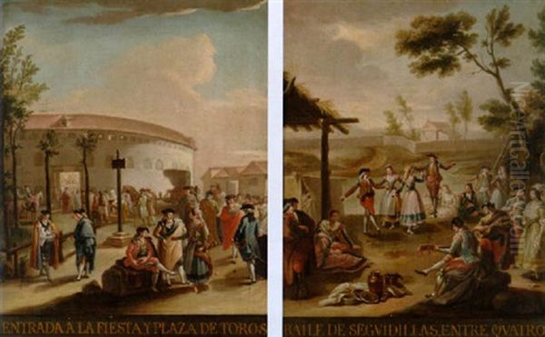 Baile De Seguidillas. Entre Quatro Oil Painting by Francisco Bayeu Y Subias