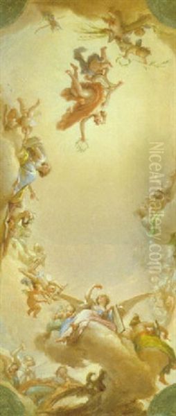 Apolo Protegiendo Las Ciencias Y Las Artes Oil Painting by Francisco Bayeu Y Subias