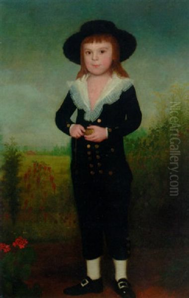 Portrait Of A Boy In A Black Jacket And Knickerbockers With A Black Hat And A White Chemise Oil Painting by Francisco Bayeu Y Subias